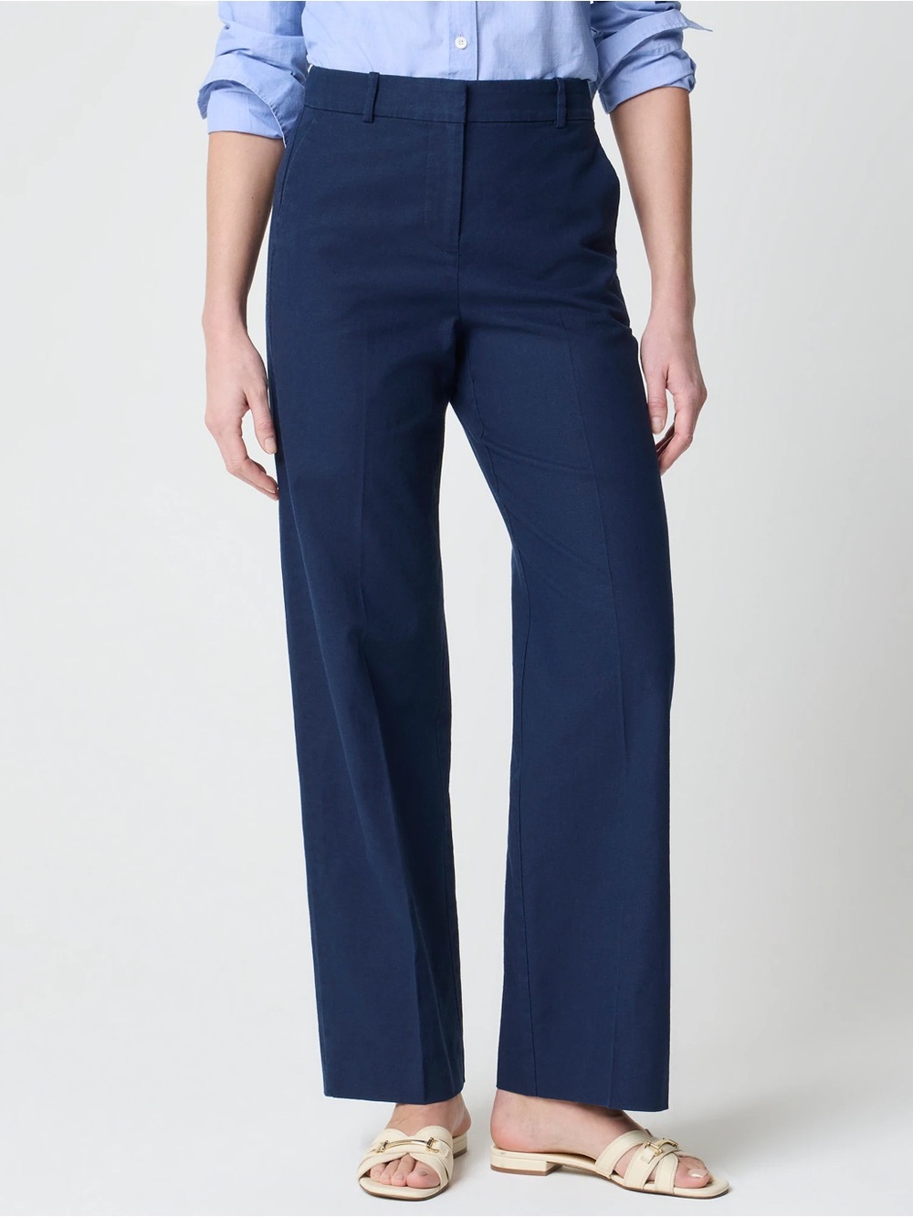 J Crew Factory Linen-blend Remy full-length wide-leg pant